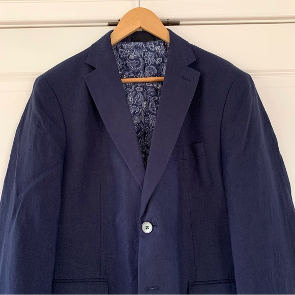 Ralph Lauren Blazer 100% Linen Navy Blue Jacket Summer Sports Coat Size 40 S - Picture 3 of 7